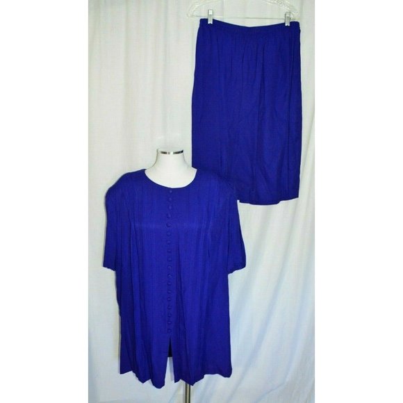 J.W. Treci Dresses & Skirts - J.W. TRECI Royal Blue Two Piece Skirt Blouse Set